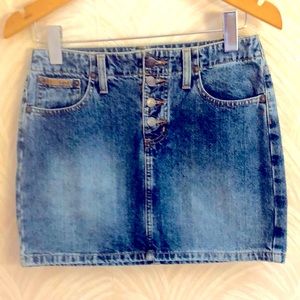 LEI vintage Denim Jean Mini Skirt four Button Five Pocket size 5 Cotton rivets